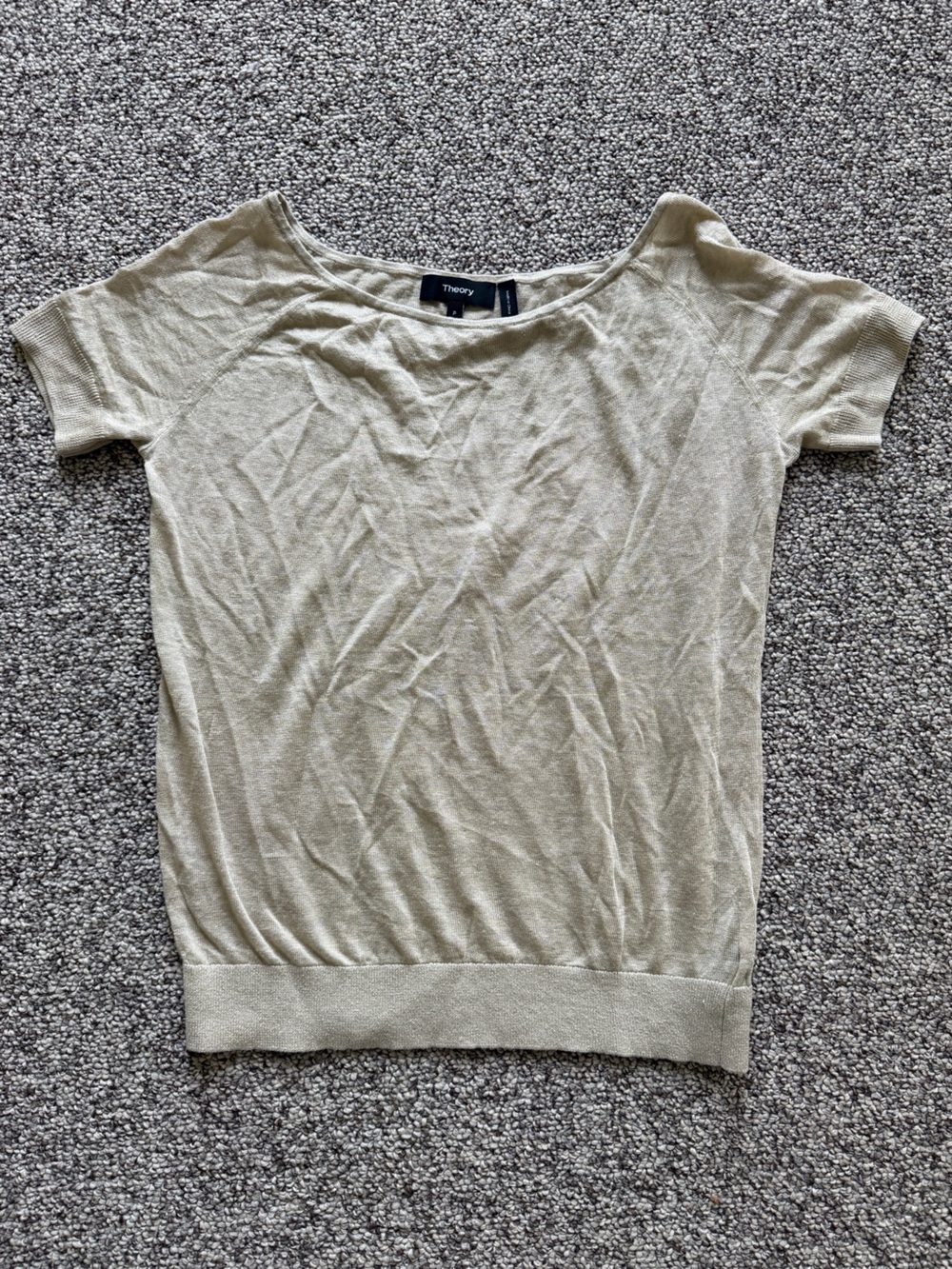 Theory Beige Tan Linen Blend Lightweight Knit Top P XS